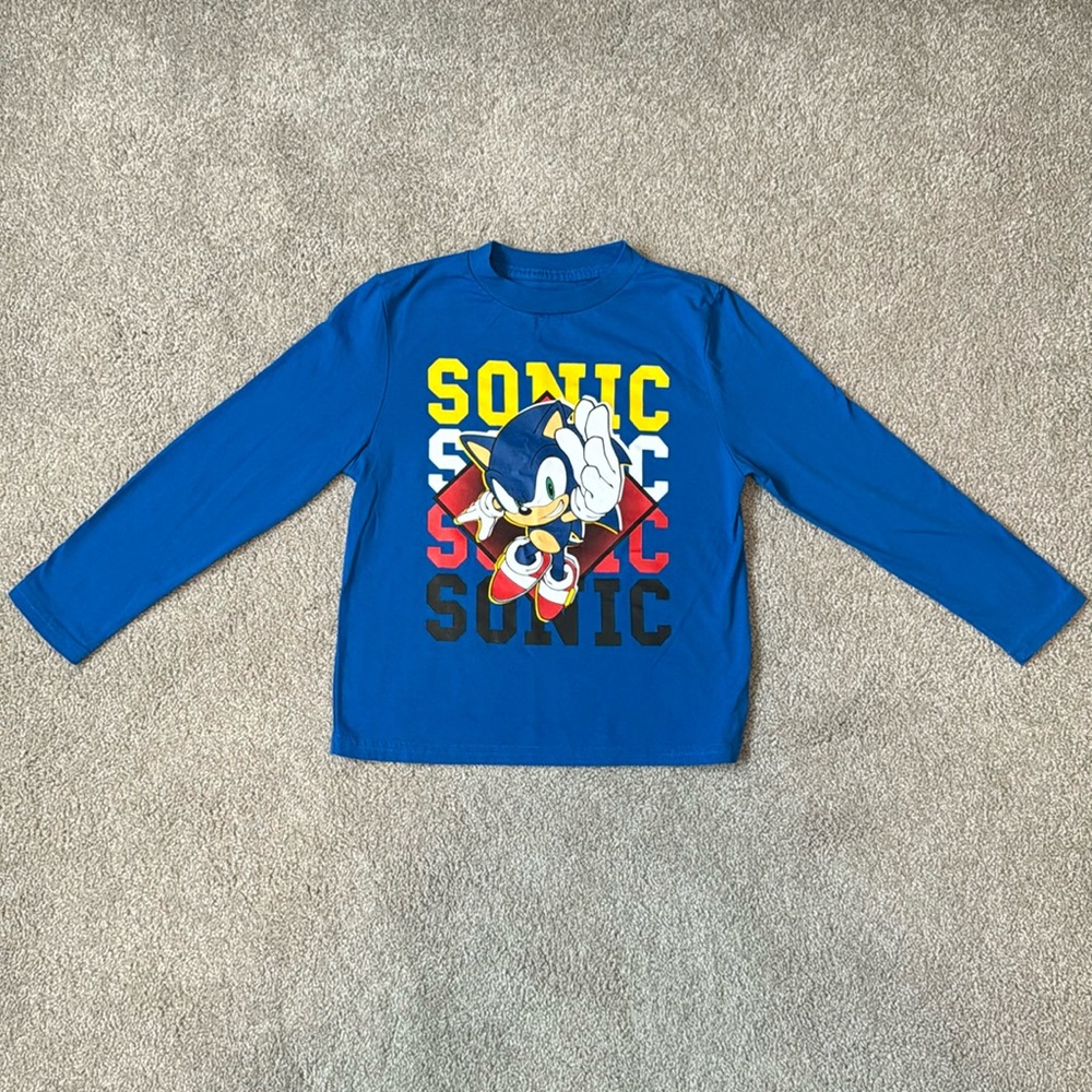 Blue Sonic Kids Long Sleeve Tee